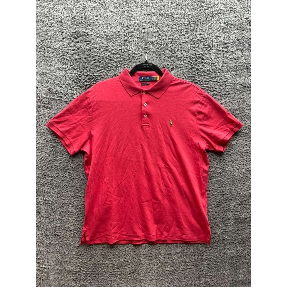 Polo Ralph Lauren Custom Sim Fit Soft Cotton Polo Shirt Red Mens Size L